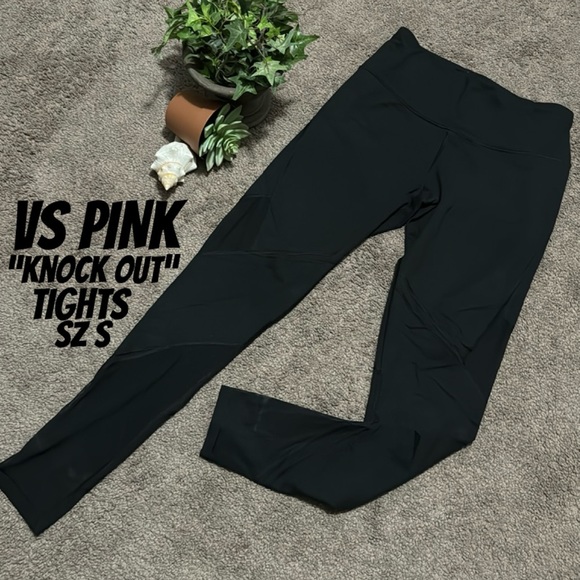 VS Pink KnockOut Tights-Mesh Detail-Black-Sz S - Picture 1 of 16